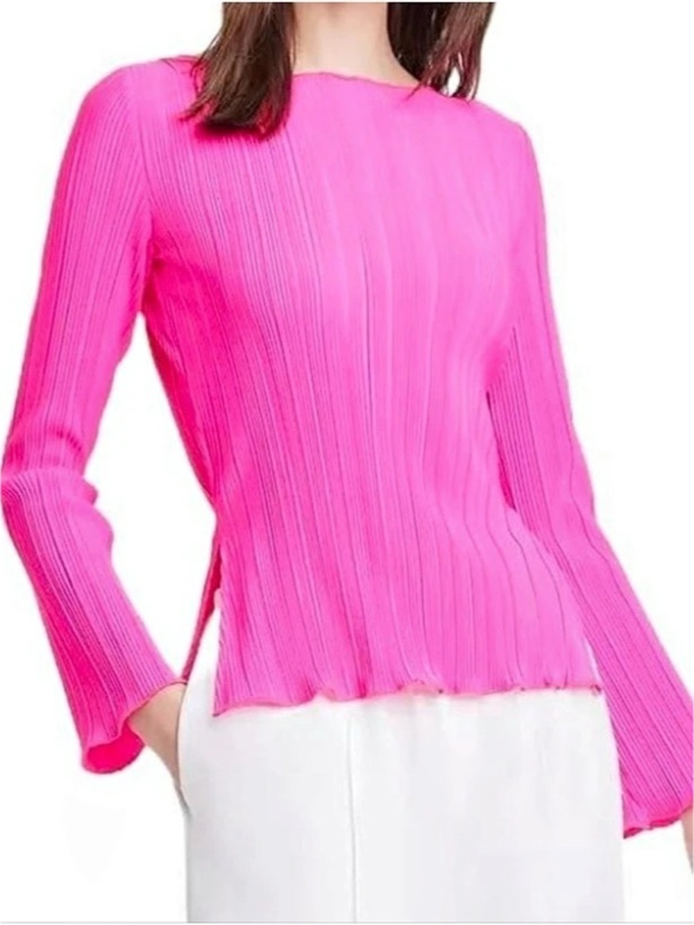 a new day Pleated Long Sleeve Top in Pink XL Like New
